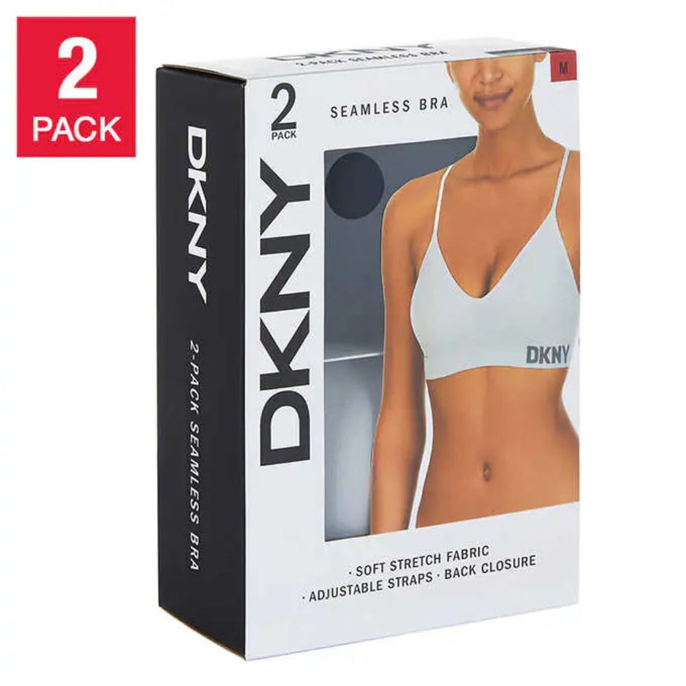 NWT DKNY Women's Seamless All Day Two Pack Bra Ink/Aluminum Size S $50 JK776